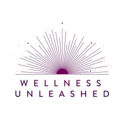 Purple logo and writing and white background